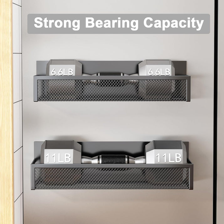 Magnetic Spice Rack for Refrigerator, 2 Pack Magnetic Shelf, Fridge Magnet Organizer with Moveable 4 Hooks, Magnet Fridge Shelf for Kitchen Organization and Storage (2 Pack) - Ghemy.co.uk