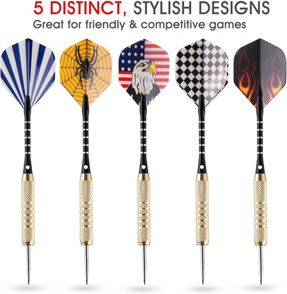 15 Pack Steel Darts 18 Grams Tip Set with Dart Sharpener and 21 Flights, Aluminum Shafts & Brass Barrels, Levels in Every Rec Room, Man Cave, Bar and Game Room - Ghemy.co.uk