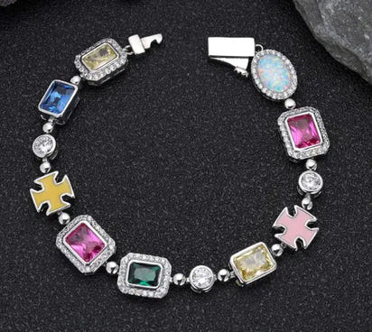 Gold-Plated Hip-Hop Gemstone Necklace - Ghemy.co.uk