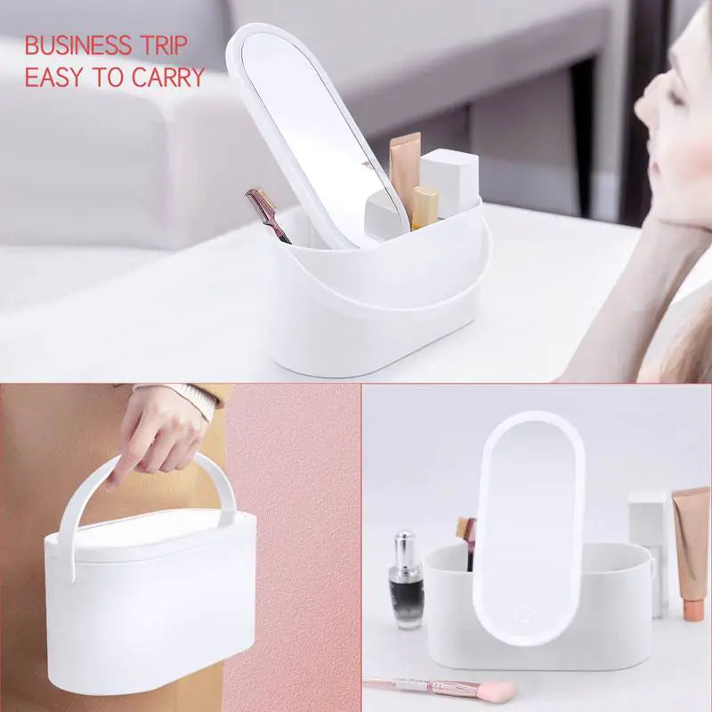 Portable Makeup Organizer with LED Light & Mirror - Ghemy.co.uk