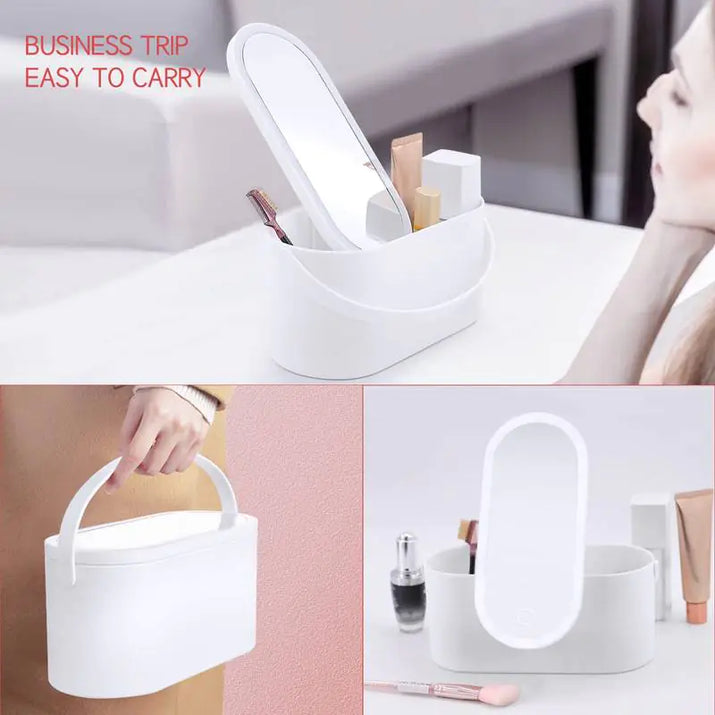 Portable Makeup Organizer with LED Light & Mirror - Ghemy.co.uk