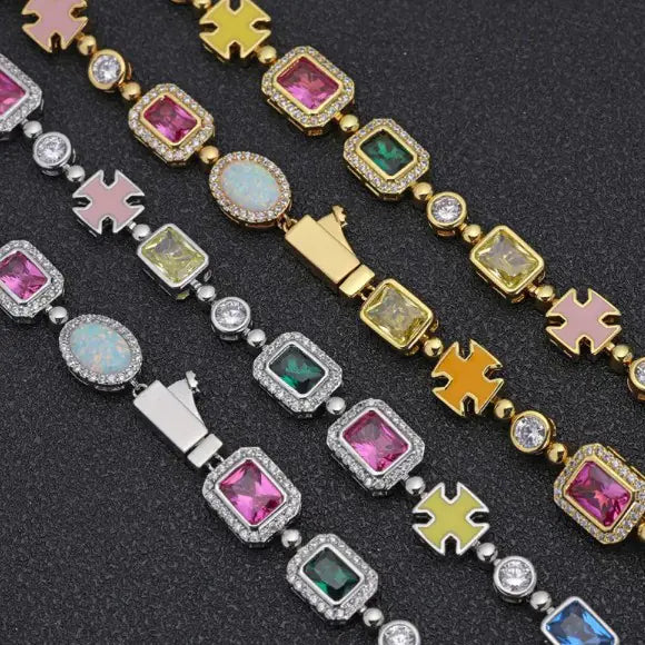 Gold-Plated Hip-Hop Gemstone Necklace - Ghemy.co.uk