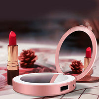 Portable Folding LED Makeup Mirror with Power Bank - Ghemy.co.uk