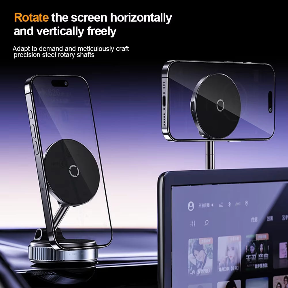 15W Wireless Charging Magnetic Car Phone Holder 360 Degree Rotation Foldable Rotatablenavigation Stand Bracket for Smartphones - Ghemy.co.uk