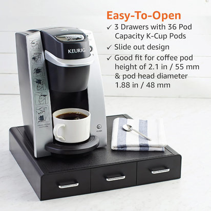 Coffee Pod Storage Drawer for K-Cup Pods - 36 Pod Capacity, Black - Ghemy.co.uk