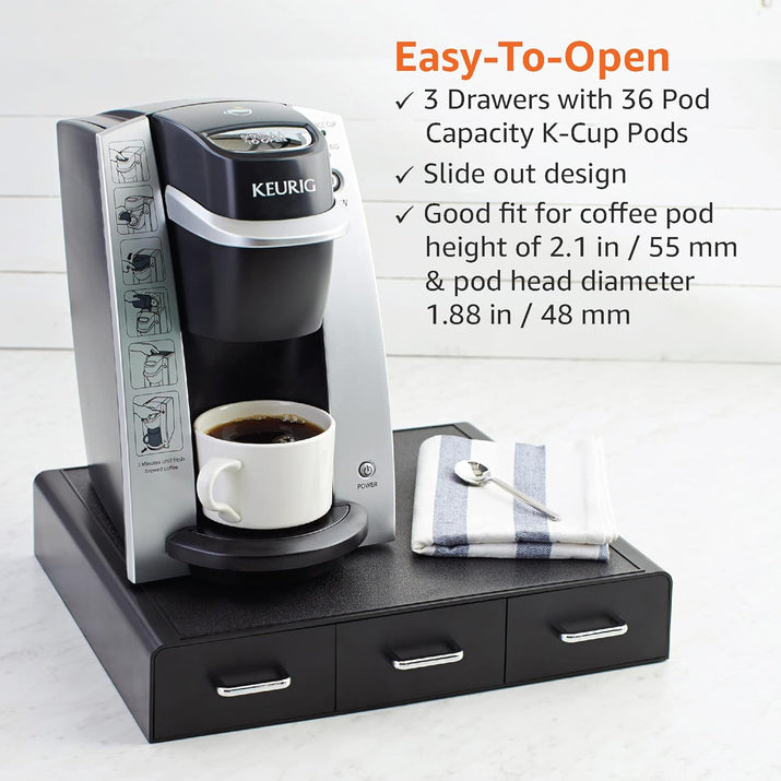 Coffee Pod Storage Drawer for K-Cup Pods - 36 Pod Capacity, Black - Ghemy.co.uk