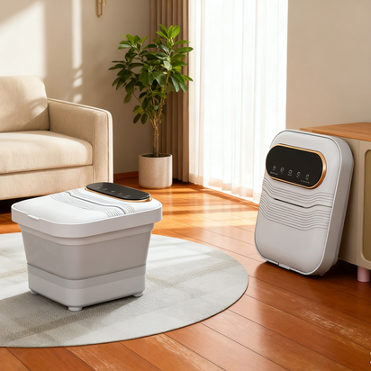 Foot Spa Bath Massager Folding Electric Pedicure Foot Spa Basin Heat Bubbles - Ghemy.co.uk