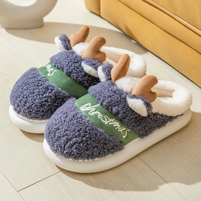 🎄 Christmas Elk Slippers – Soft & Cozy Slip-On House Shoes