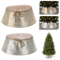 Christmas Tree Skirt Stand Base Cover Xmas Ornament Decoration Gold Silver 40Cm - Ghemy.co.uk