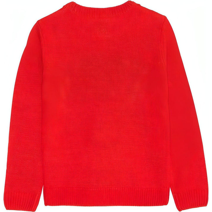 Christmas Reindeer Pom Pom Junior Christmas Jumper Red Kids Sweater Sweatshirt - Ghemy.co.uk