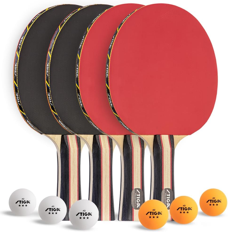 Performance 2 or 4 Player Table Tennis Set – USATT Approved Rackets and 3-Star Balls – 5-Ply Blade & Flared Handle – Perfect for Skill Development - Ghemy.co.uk