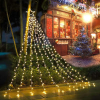 Christmas Decoration Lights 320 LED Waterfall Christmas Tree Lights 10" Star - Ghemy.co.uk