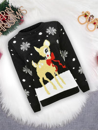 Girls Boys Xmas Jumper Reindeer Rudolph Knitted Christmas Jumper Kids Sweater - Ghemy.co.uk