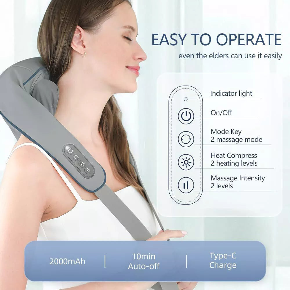 BEST GIFT Electric Neck and Shoulder with Heat Shiatsu Back Neck Massager Relax - Ghemy.co.uk
