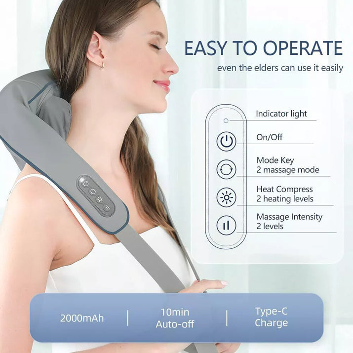 BEST GIFT Electric Neck and Shoulder with Heat Shiatsu Back Neck Massager Relax - Ghemy.co.uk