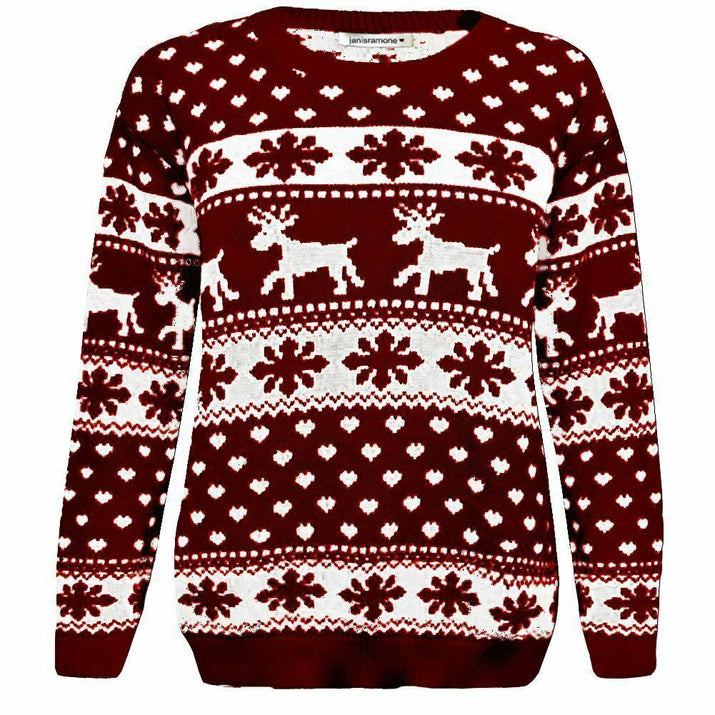 Girls Boys Xmas Jumper Reindeer Rudolph Knitted Christmas Jumper Kids Sweater - Ghemy.co.uk