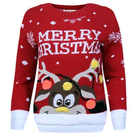 Girls Boys Xmas Jumper Reindeer Rudolph Knitted Christmas Jumper Kids Sweater