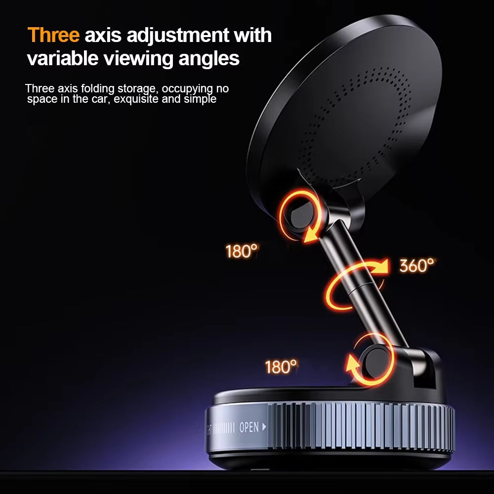15W Wireless Charging Magnetic Car Phone Holder 360 Degree Rotation Foldable Rotatablenavigation Stand Bracket for Smartphones - Ghemy.co.uk
