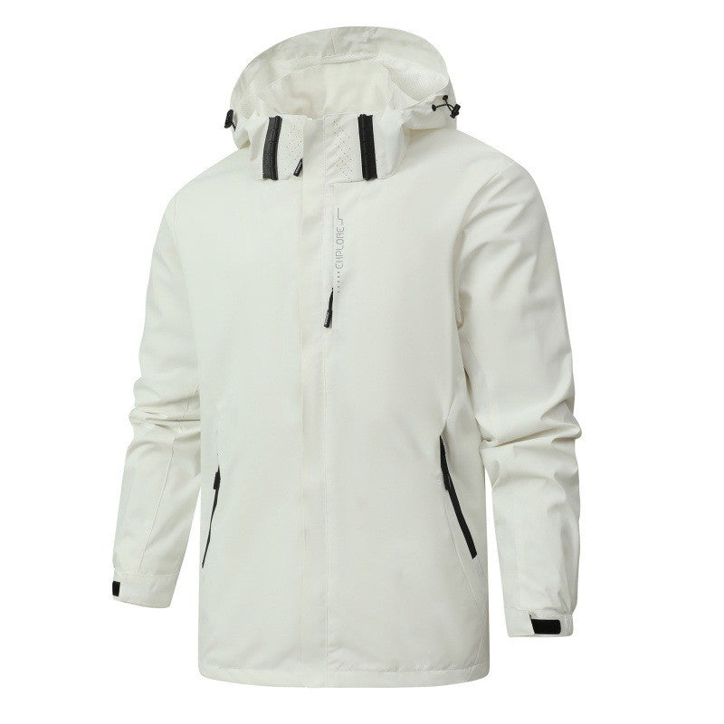 Men's Waterproof Soft Shell Jacket – Hooded Windbreaker for Outdoor Wear