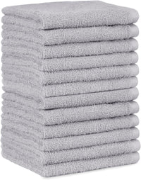 Face Towels for Bathroom, 100% Cotton Extra Absorbent Washcloth, Fast Drying - Salon Towel - 12-Pack, Grey (30 X 30 Cm) - Ghemy.co.uk