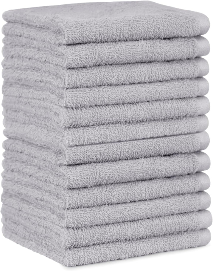 Face Towels for Bathroom, 100% Cotton Extra Absorbent Washcloth, Fast Drying - Salon Towel - 12-Pack, Grey (30 X 30 Cm) - Ghemy.co.uk