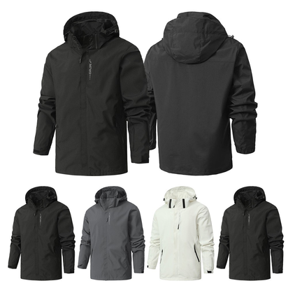 Men's Waterproof Soft Shell Jacket – Hooded Windbreaker for Outdoor Wear