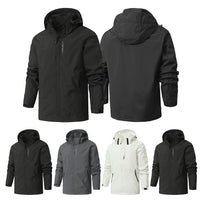 Men's Waterproof Soft Shell Jacket – Hooded Windbreaker for Outdoor Wear