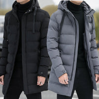 Men's Long Hooded Puffer Jacket – Quilted & Winter Warm