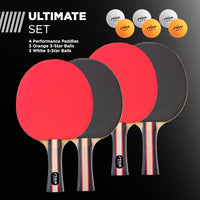 Performance 2 or 4 Player Table Tennis Set – USATT Approved Rackets and 3-Star Balls – 5-Ply Blade & Flared Handle – Perfect for Skill Development - Ghemy.co.uk