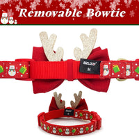 Christmas Dog Collar Adjustable Xmas Dog Collar with Christmas Antler Bow Tie Accessories Snowman Dog Collar for Medium Dogs - Ghemy.co.uk
