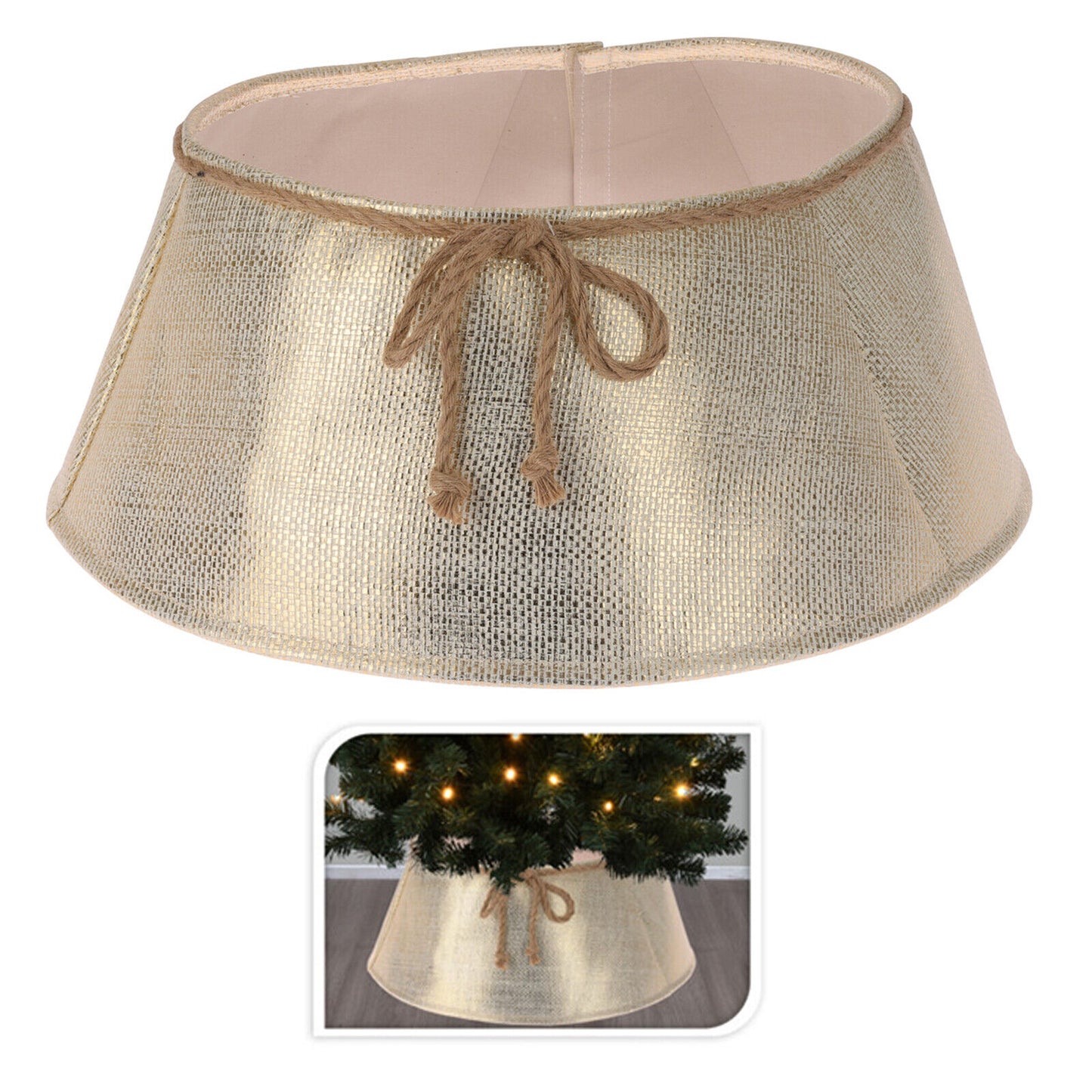 Christmas Tree Skirt Stand Base Cover Xmas Ornament Decoration Gold Silver 40Cm - Ghemy.co.uk