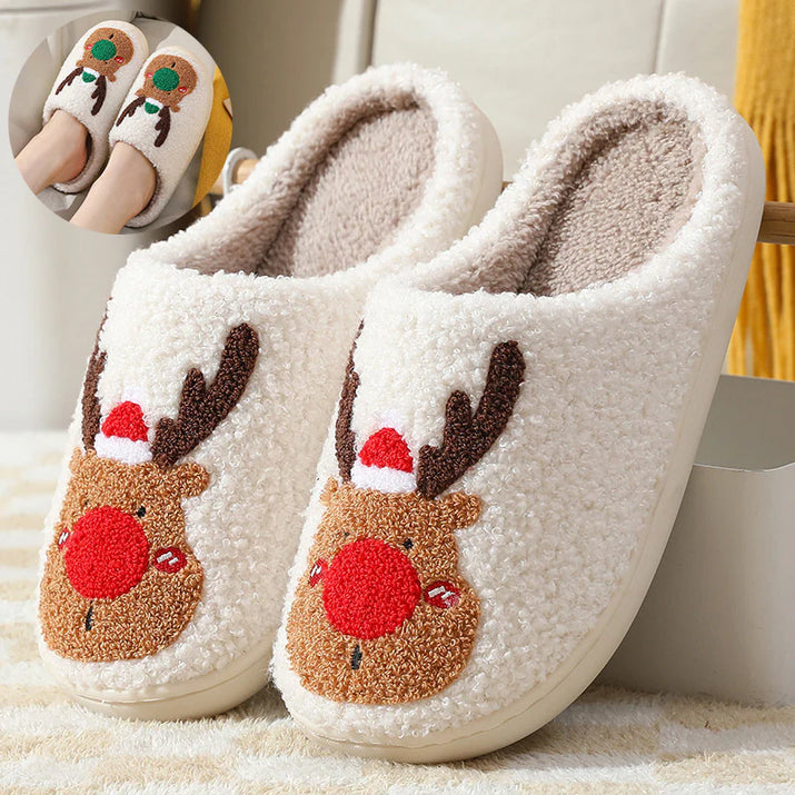 Christmas Elk Slippers – Soft, Cozy & Slip-On