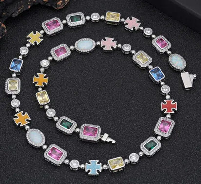 Gold-Plated Hip-Hop Gemstone Necklace - Ghemy.co.uk