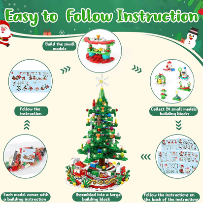 24Pcs Advent Calendar 2024 Christmas Tree Building Set Boxes Countdown Block UK - Ghemy.co.uk