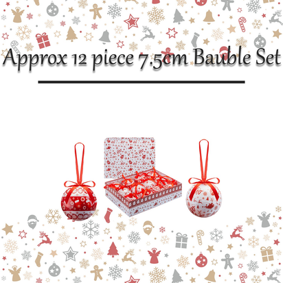 Christmas Bauble Decoration Hanging Tree 12 Piece 7. 5Cm Bauble Set Nordic - Ghemy.co.uk