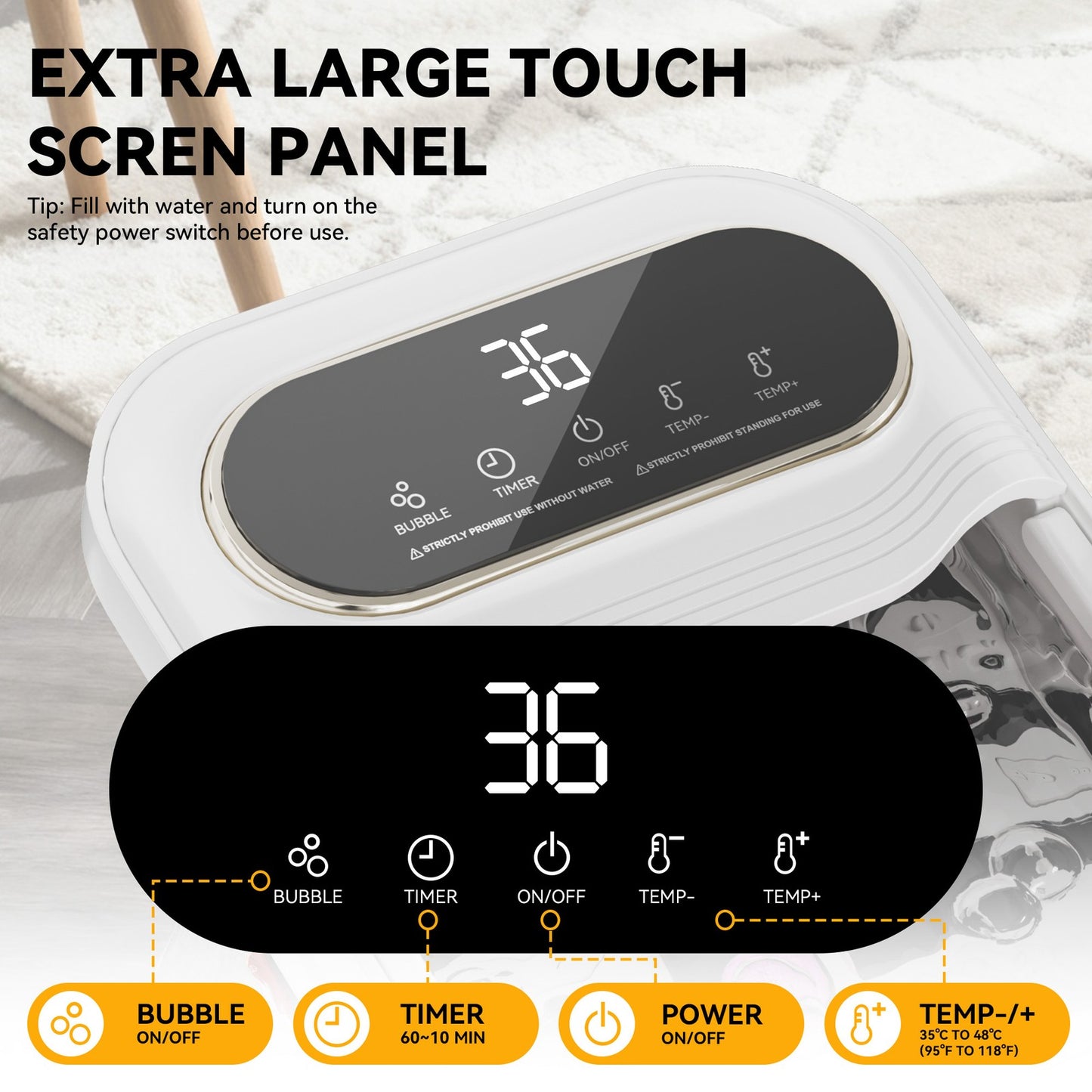 Foot Spa Bath Massager Folding Electric Pedicure Foot Spa Basin Heat Bubbles - Ghemy.co.uk