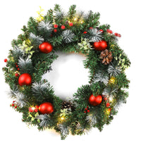 24Inch Christmas Wreath Decorative Christmas with Light Door Winter Pine Cone - Ghemy.co.uk