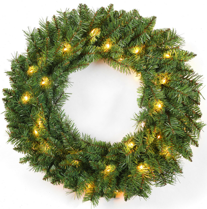 24Inch Christmas Wreath Decorative Christmas with Light Door Winter Pine Cone - Ghemy.co.uk