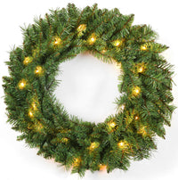 24Inch Christmas Wreath Decorative Christmas with Light Door Winter Pine Cone - Ghemy.co.uk