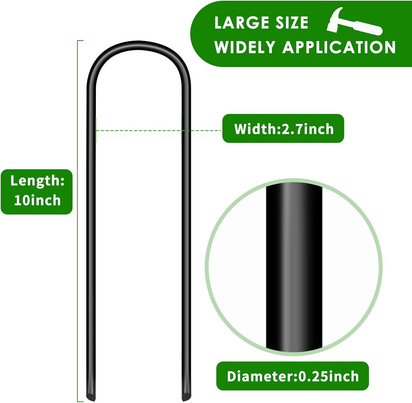 Trampoline Stakes U Shaped Anchors Heavy Duty Metal - Long Trampolines Ground Wind Stakes for Soccer Goals, Camping Tents, Garden Decoration (Black-8Pcs) - Ghemy.co.uk