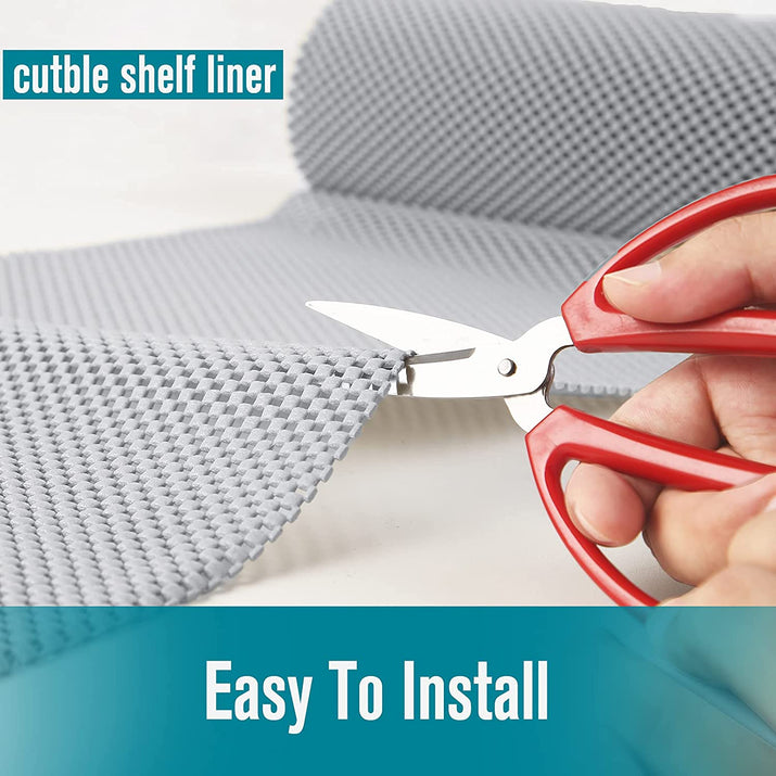 Shelf Liner, Non-Adhesive Roll Drawer Liners 12 Inches X 20 Feet, Non Slip Grip Durable Strong Clean, Shelving Liner for Kitchen Cabinets,Storage, Desks, Kitchenware, Tableware, Light Gray - Ghemy.co.uk