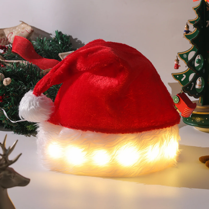 Christmas Hat LED Light Plush Children'S Adult Christmas Decorations Christmas Supplies Luminous Santa Hat Home Decoracion - Ghemy.co.uk