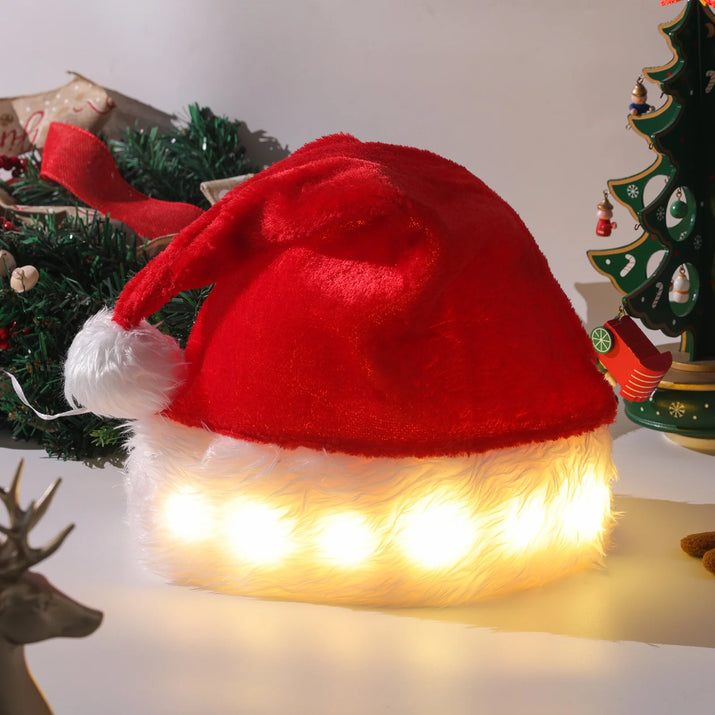 Christmas Hat LED Light Plush Children'S Adult Christmas Decorations Christmas Supplies Luminous Santa Hat Home Decoracion - Ghemy.co.uk