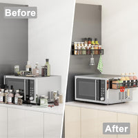 Magnetic Spice Rack for Refrigerator, 2 Pack Magnetic Shelf, Fridge Magnet Organizer with Moveable 4 Hooks, Magnet Fridge Shelf for Kitchen Organization and Storage (2 Pack) - Ghemy.co.uk