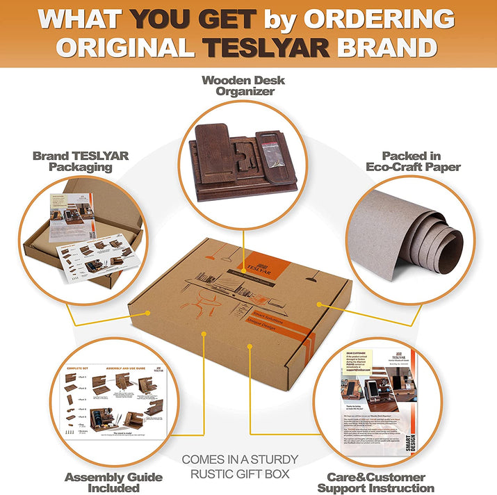 Gifts for Men Wood Phone Docking Station Desk Organizer Fathers Gifts Gifts for Him Xmas Gift Anniversary Birthday Presents Nightstand Key Wallet Stand for Men, Boyfriend, Dad - Ghemy.co.uk