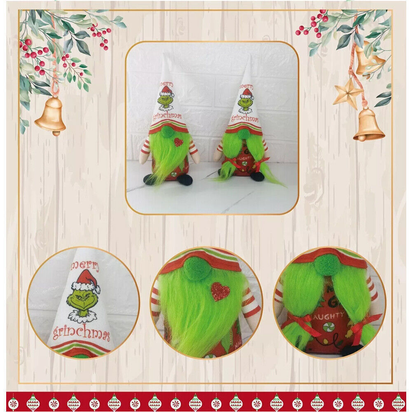 2 Pieces Christmas Gnomes Decorations Grinch Christmas Decorations Green Bread - Ghemy.co.uk
