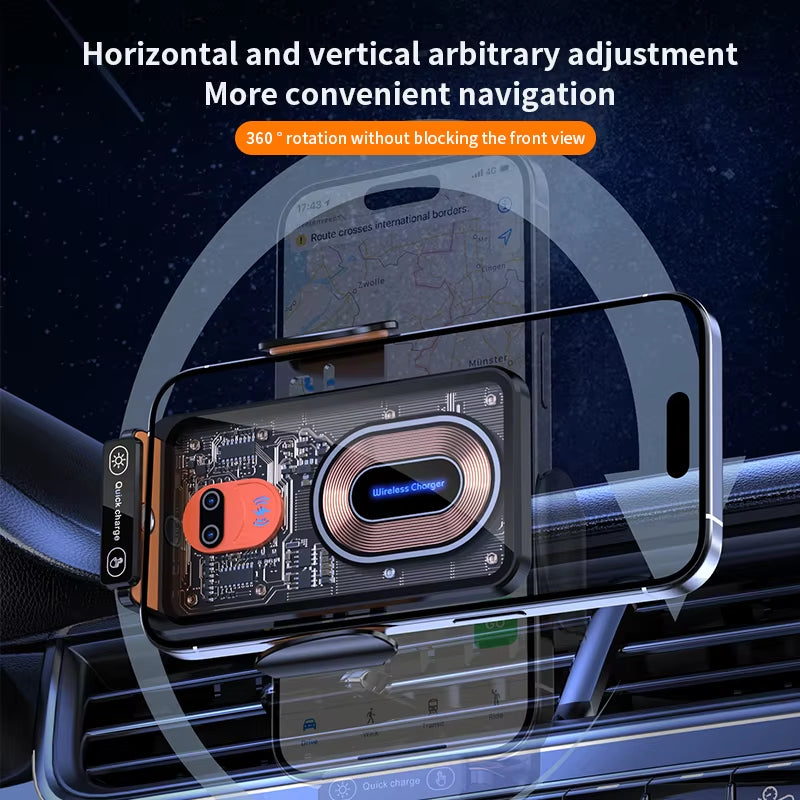 Max 66W Car Mount Phone Holder Intelligent Infrared Air Vent Clip 15W Car Wireless Charger Magnetic for Iphone Samsung Xiaomi - Ghemy.co.uk