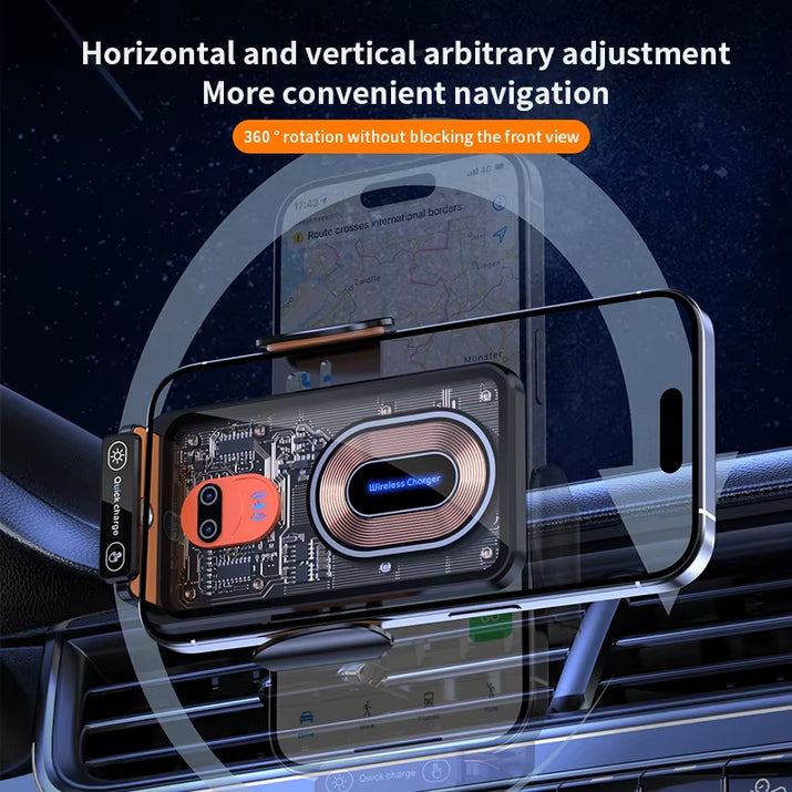 Max 66W Car Mount Phone Holder Intelligent Infrared Air Vent Clip 15W Car Wireless Charger Magnetic for Iphone Samsung Xiaomi - Ghemy.co.uk