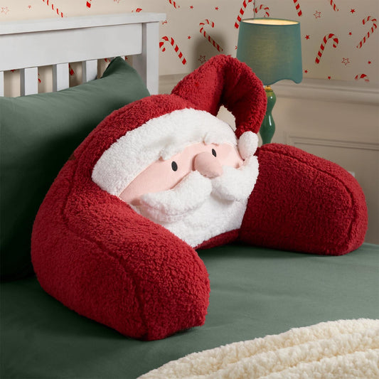 Santa Cuddle Cushion for Kids – Soft Teddy Fleece Christmas Reading Pillow
