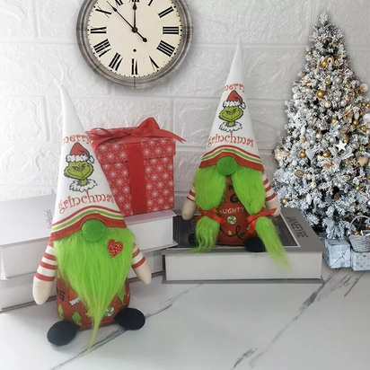 2 Pieces Christmas Gnomes Decorations Grinch Christmas Decorations Green Bread - Ghemy.co.uk